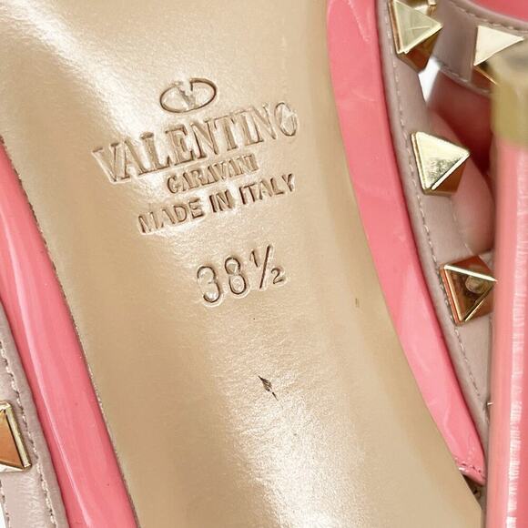 Valentino Garavani Rose Pink Patent Rockstud Ankle Strap Caged Pumps EU 38.5 - Picture 14 of 14